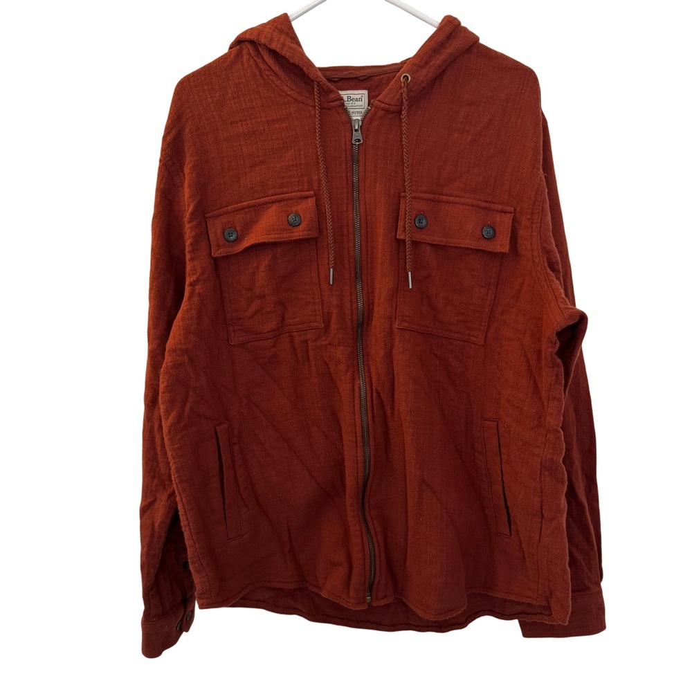 NWT L.L. Bean Men's 1912 Field Flannel Hoodie, Slightly Fitted, Rust,‎ Size L